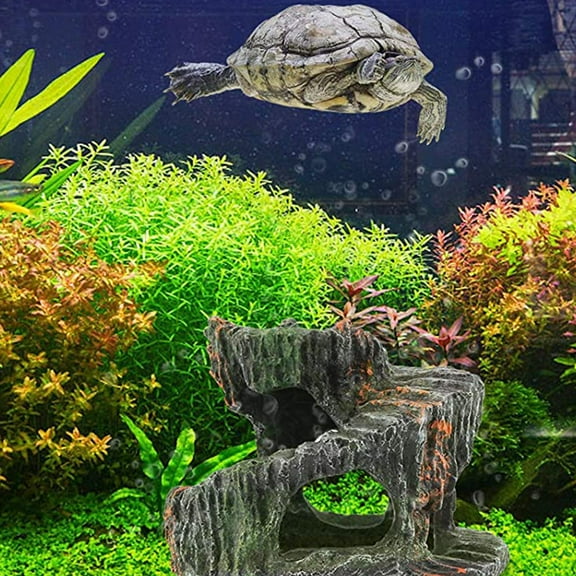 IBASETOY 1Pc Turtle Terrace Resin Ornament for Aquarium Landscaping and Fish Tank Decoration