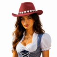 thumbnail image 4 of Gtoiithly Fedora Hats for Women British Fashion Elegant Jazz Hat Vintage Womens Hats L1-Red, 4 of 5