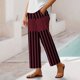 thumbnail image 2 of WILLBEST Pantalones Casuales para Mujer - Capri Holgado de Lino con Estampado Floral Bohemio, Rayas, Cintura Elástica y Cordón Ajustable para Relajarse y Actividades al Aire Libre. Chica, 2 of 6