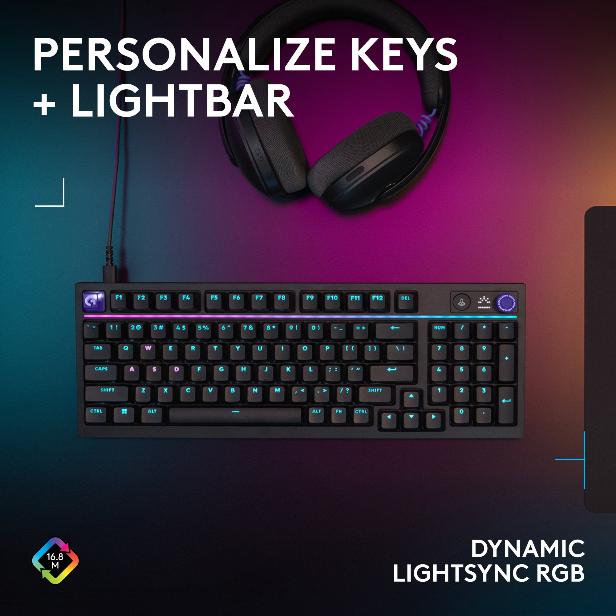 Logitech G316 X 98 Gaming Keyboard, 8 kHz Report Rate, Hot-Swappable Tactile Switches, Gasket Structure, USB-C, RGB Lightsync, for PC, Black