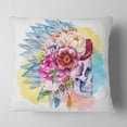 thumbnail image 2 of Designart Skull and Flowers - Floral Throw Pillow - 18x18, 2 of 5