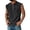 Black #036, variant on Mens Sleeveless Shirt Quarter Zip Muscle Tank Top Washed Vintage Shirts Chest Pocket Casual Retro Summer Top, 3XL