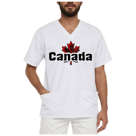 Ramiter Men's T-Shirt Patriotic Canada Day 2025 Casual Maple Leaf and Flag Design Summer National Day Celebration Casual Canada Day Shirt Beige,XL