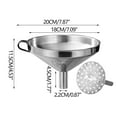 thumbnail image 2 of HongHeng Stainless Steel Funnel with Food Grade Metal Funnel for Kitchen, Liquids, Oil, Powder, Wide Mouth Bottles, Home Brewing, 2 of 4