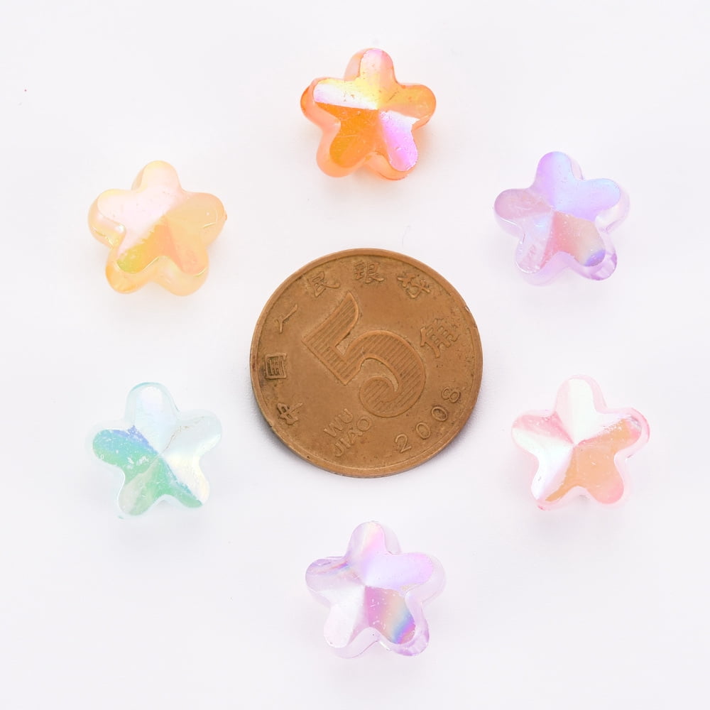 Imitation Jelly Acrylic Beads AB Color Plated Flower Mixed Color 11x12x7.5mm Hole: 2.5mm about 890pcs/500g