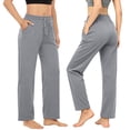thumbnail image 2 of Nhthy Women’s Solid Color Daily Wear Trousers, Relaxed Straight Silhouette, Lightweight Breathable, Casual Loose Long Pants for Hot Weather Outdoor Activities Gray XXXL, 2 of 9