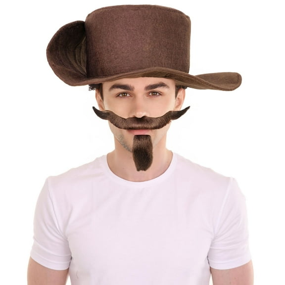 HPO Adult Men’s Mahogany Brown Fake Mustache – Synthetic Fiber Facial Hair for Cosplay & Halloween Outfits