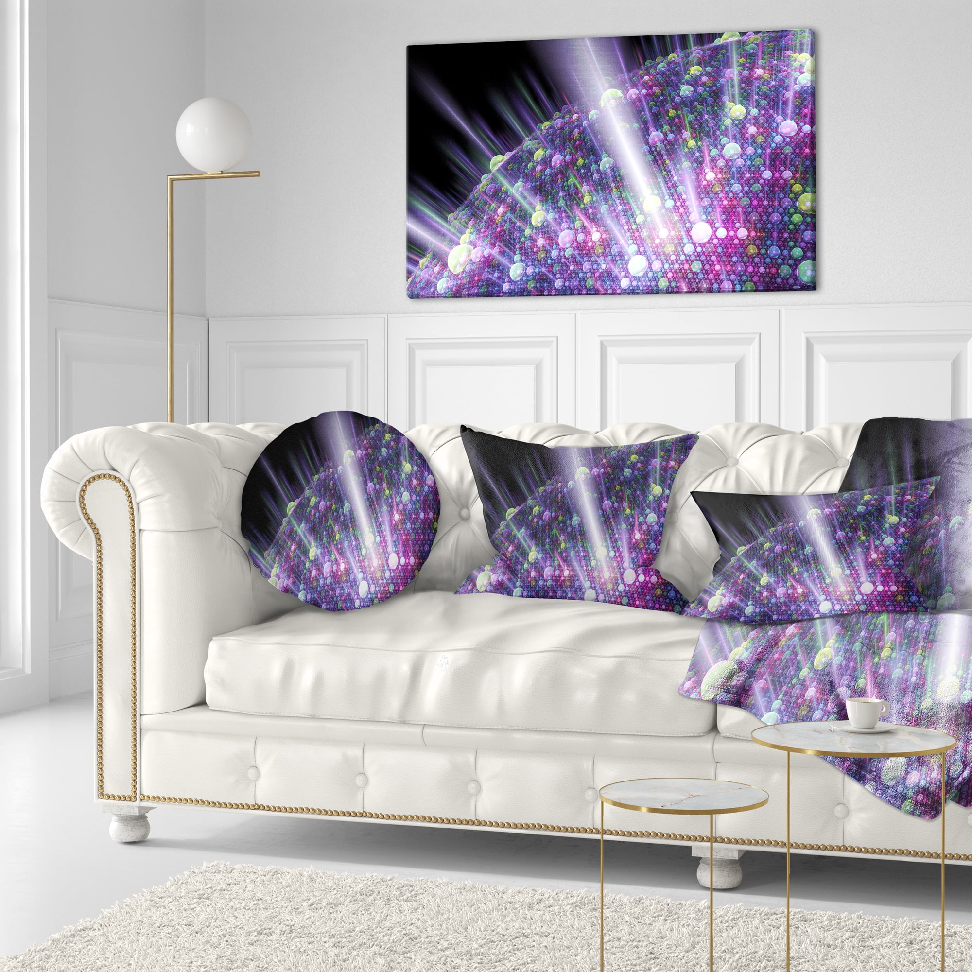 Designart Purple Solar Bubbles Planet - Abstract Throw Pillow - 12x20