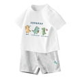 thumbnail image 1 of MIASHUI Ensemble d'Été Deux Pièces T-Shirts Graphiques à Manches Courtes et Shorts, Blanc, 12-24 Mois, 1 of 4