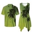 thumbnail image 6 of Psesaysky Palm Tree Print Couples Matching outfit Womens Sleeveless Dress Flowy A Line Tank Midi Dress with Pockets or Mens Short Sleeve Shirts Plus Size for Travel Beach Vacation, 6 of 7