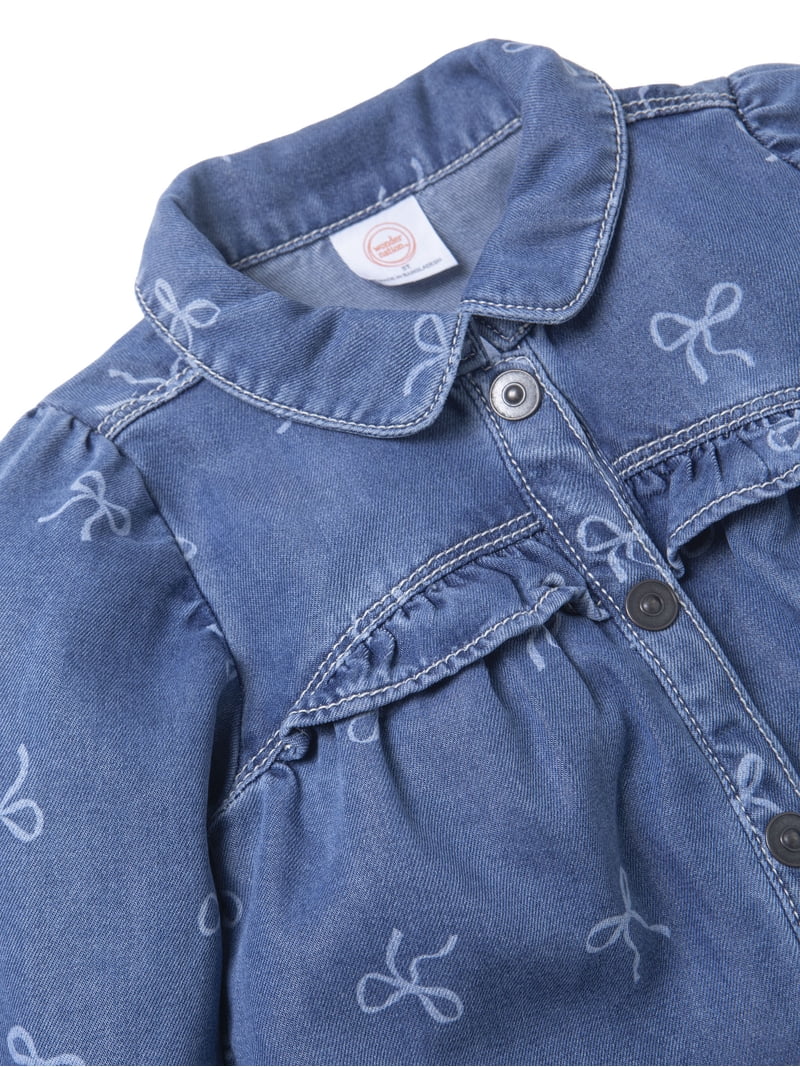 Wonder Nation Toddler Girl Denim Dress, Sizes 12 Months - 5T Wonder Nation Toddler Girl Denim Dress, Sizes 12 Months - 5T