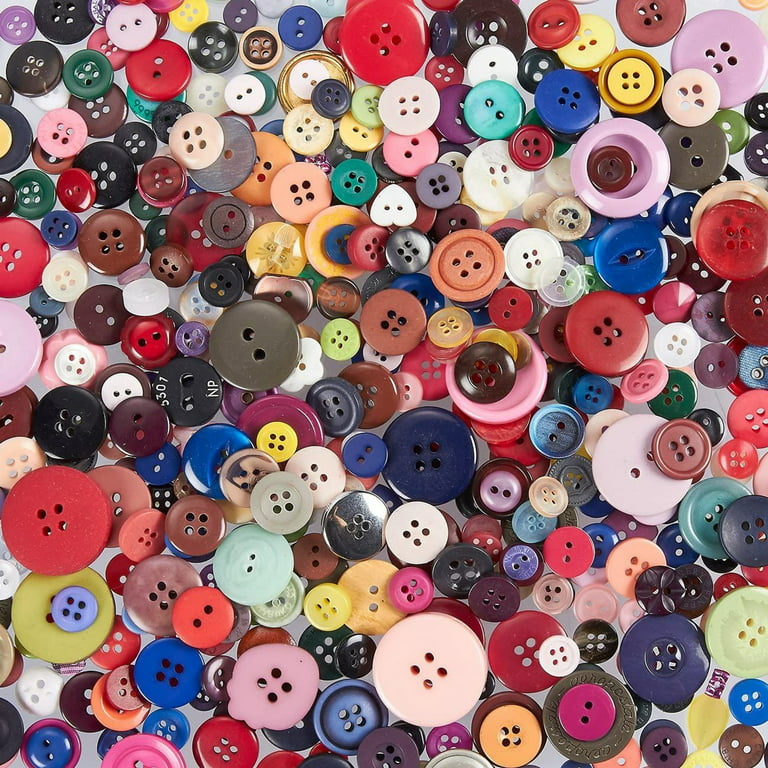 Round Resin Buttons- 1000-pack Colorful Bulk Buttons with 2 or 4 Holes for Sewing, Art & Craft, DIY, Handmade, Assorted Mixed Colors and Sizes