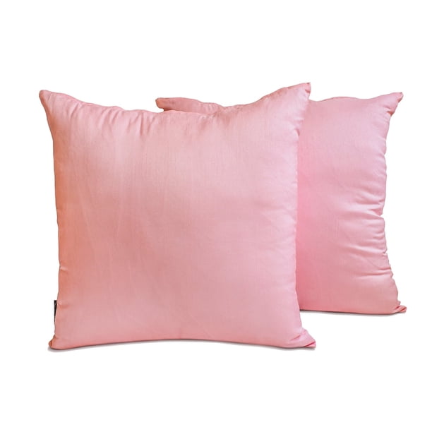 Funda de almohada lumbar de lujo HomeCentric, rosa claro, paquete de 2, 30 x 35 cm (12 x 14 pulgadas), funda de almohada rectangular lisa y lisa de seda artística, estilo moderno liso - Lujo rosa
