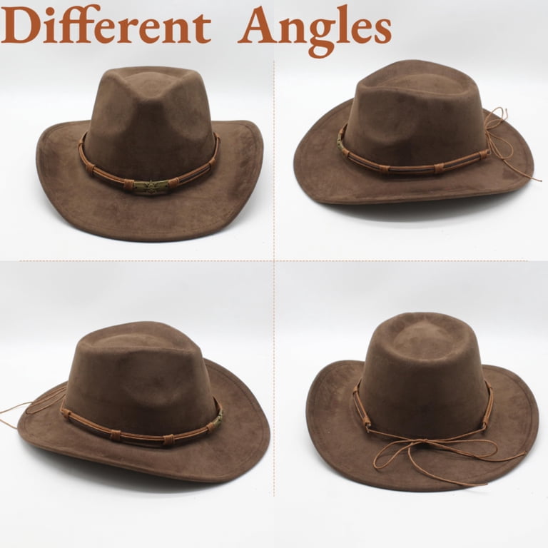 2253 Classic Western Suede Cowboy Hat For Men\'s Women\'s,wide Brim Felt Fedora GENREEN Western Suede Cowboy Hat for Women and Men Felt Wide  main image 3