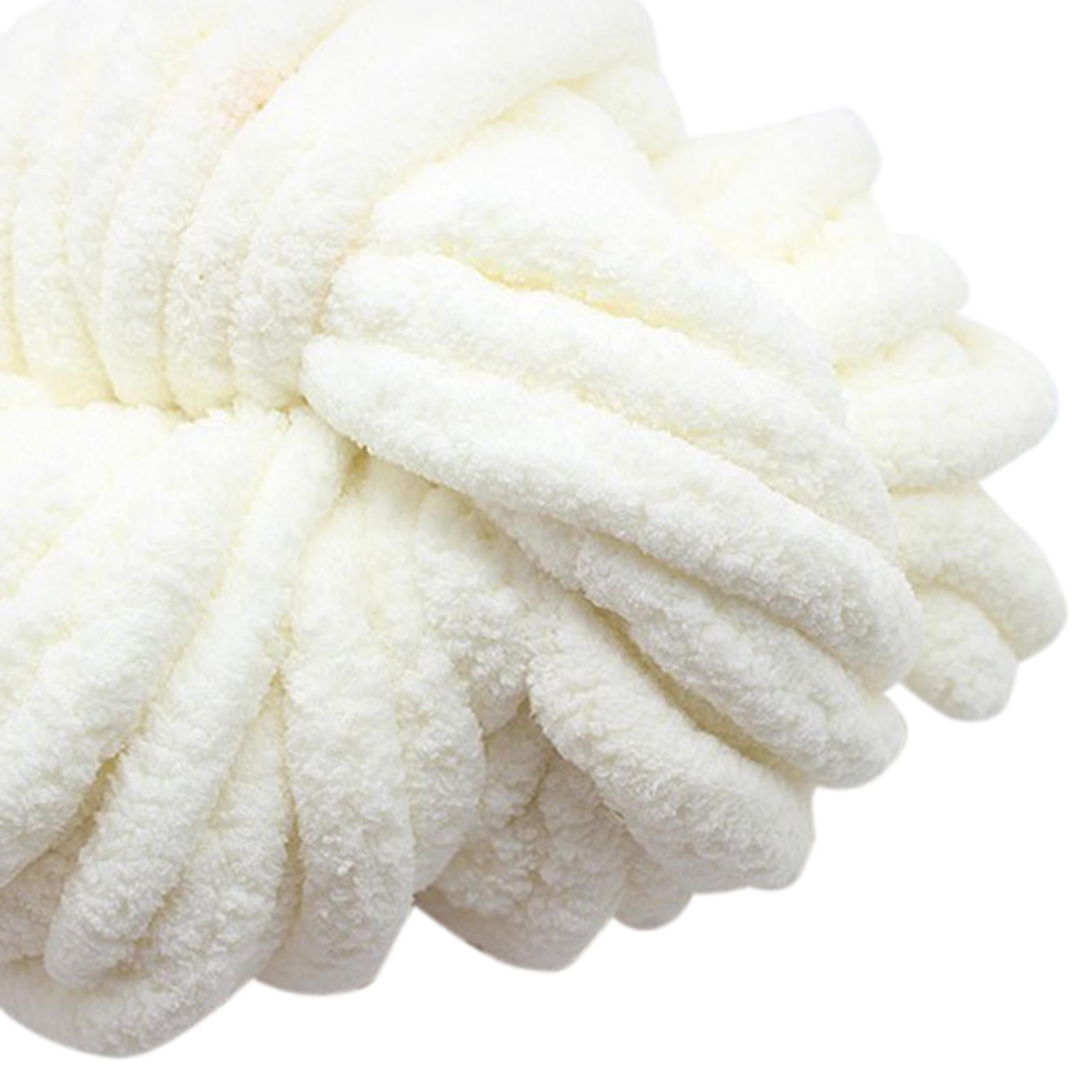 Abbraccia Chunky Chenille Yarn for Crocheting, Bulky Thick Yarn for Knitting,Super Bulky Chunky Yarn for Hand Knitting Blanket Milky White