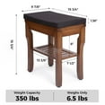 thumbnail image 3 of StrongTek Bamboo Shower Bench Seat with Cushion, Shower Stool with Storage Shelf, 350 lbs Capacity, Ideal for Bathroom, Spa, Sauna, Living Room, 3 of 8