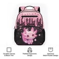 thumbnail image 6 of HUIACONG Pink Glitter Axolotl 13.5 Inch School Backpack for Girls Kids, Lightweight Water Resistant Bookbag with Adjustable Breathable Padded Straps, Multi Pocket Daypack for School Travel Daily Use, 6 of 7