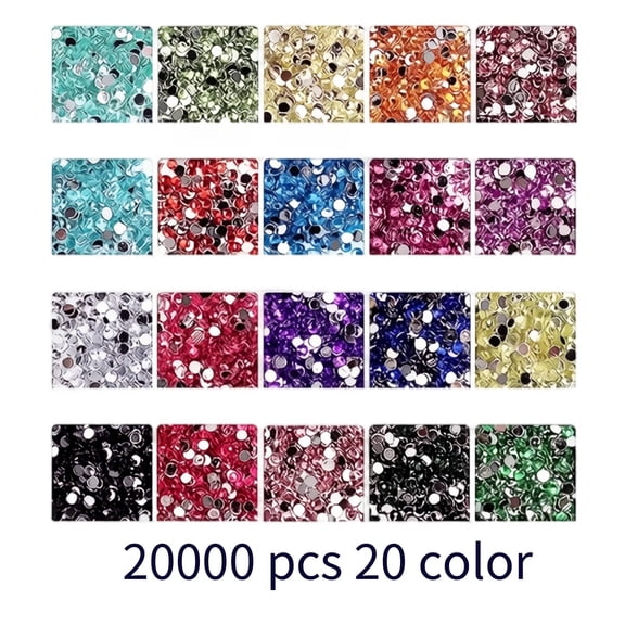 20000 Pieces 20 Color Diamond Art Painting Beads,Flat Bottom Round Resin Rhinestones for Diamond Art Painting Accessories, Round Drills for 5D Diamond Art DIY Craft