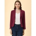 thumbnail image 3 of INSPIRE CHIC Chaqueta abierta de la chaqueta del traje de la cosecha del trabajo de la oficina del frente de las mujeres Borgo?a-Sólido L, 3 of 6