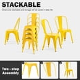 thumbnail image 3 of SOLEGGIATA Yellow Metal Dining Chairs Set of 4 Industrial Stackable Chairs Suitable for Indoor Outdoor Dining Room Kitchen Restaurant Cafe Daisy Yellow, 3 of 8