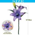 thumbnail image 2 of 6pcs Tiger Lily Artificial Flowers, 15 Inch Faux Lilies Flower with 2 Blooms and 1 Bud, Latex Real Touch Easter Lily Flowers for Home Décor Centerpiece Wedding Bouquet,Deep Purple, 2 of 5
