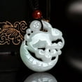 thumbnail image 2 of K-KED Natural Jadeite A Grade Jade Pendant White Jadeite Lucky Zodiac Moon Rabbit, 2 of 5
