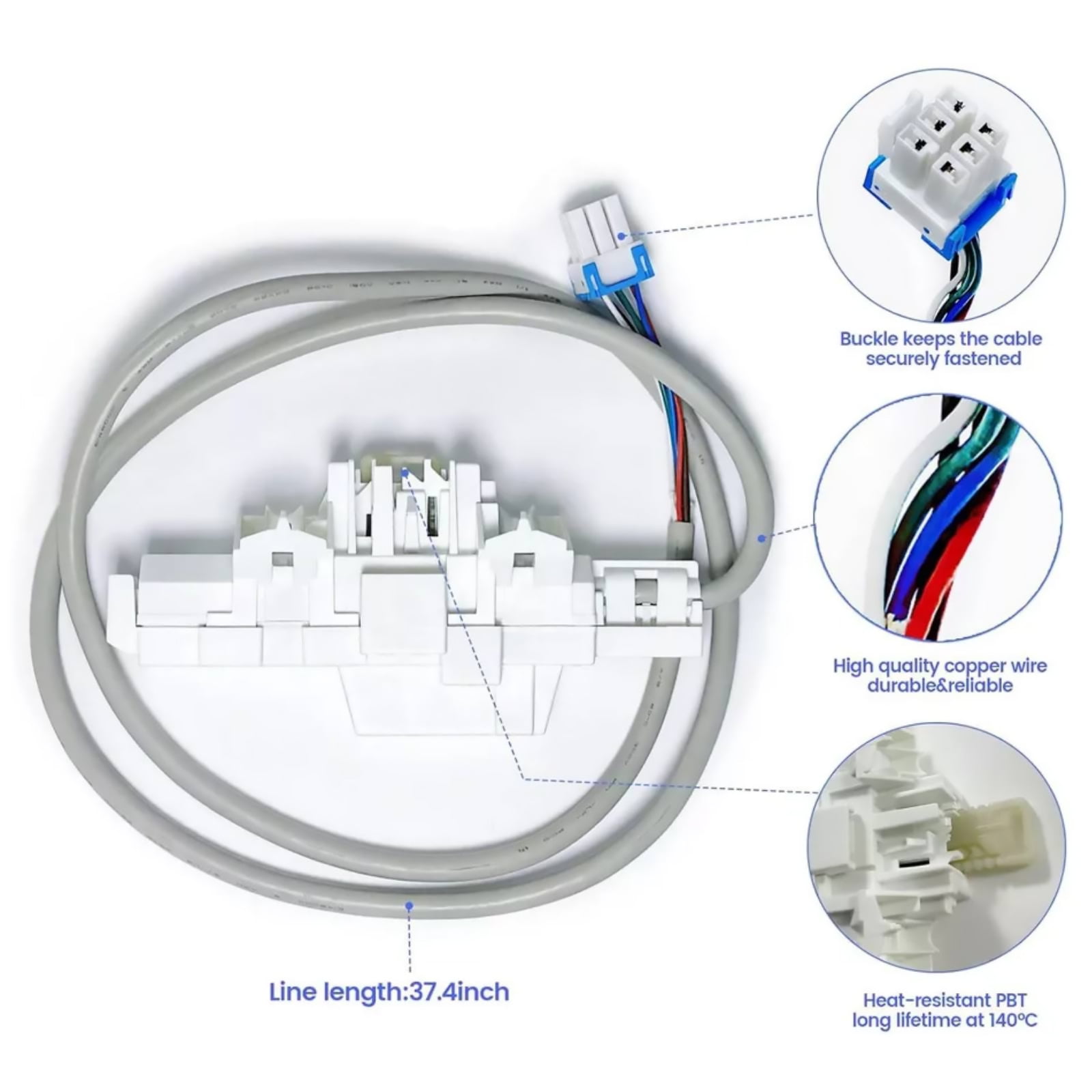 Washer Door Latch Superior Performance, Quick Installation, For Samsung Washing Machines DC34-00025C Normal Locking Function