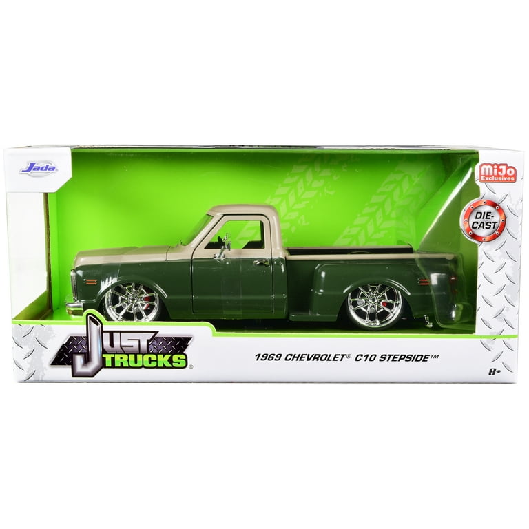 Jada 34303 1969 Chevrolet C10 Stepside Pickup Truck Dark Green & Beige Just Trucks Series 1-24 Diecast Model Car Jada 34303 1969 Chevrolet C10 Stepside Pickup Truck Dark Green & Beige Just Trucks Series 1-24 Diecast Model Car