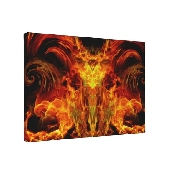 TEQUAN Scary Devil Fire Flame Wall Art Canvas Prints, Modern Artwork Frameless Painting, 8" x 12"