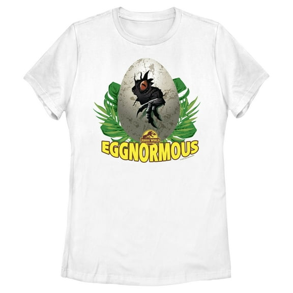 Women's Jurassic World Easter T-Rex Eggnormous Graphic Tee White Small