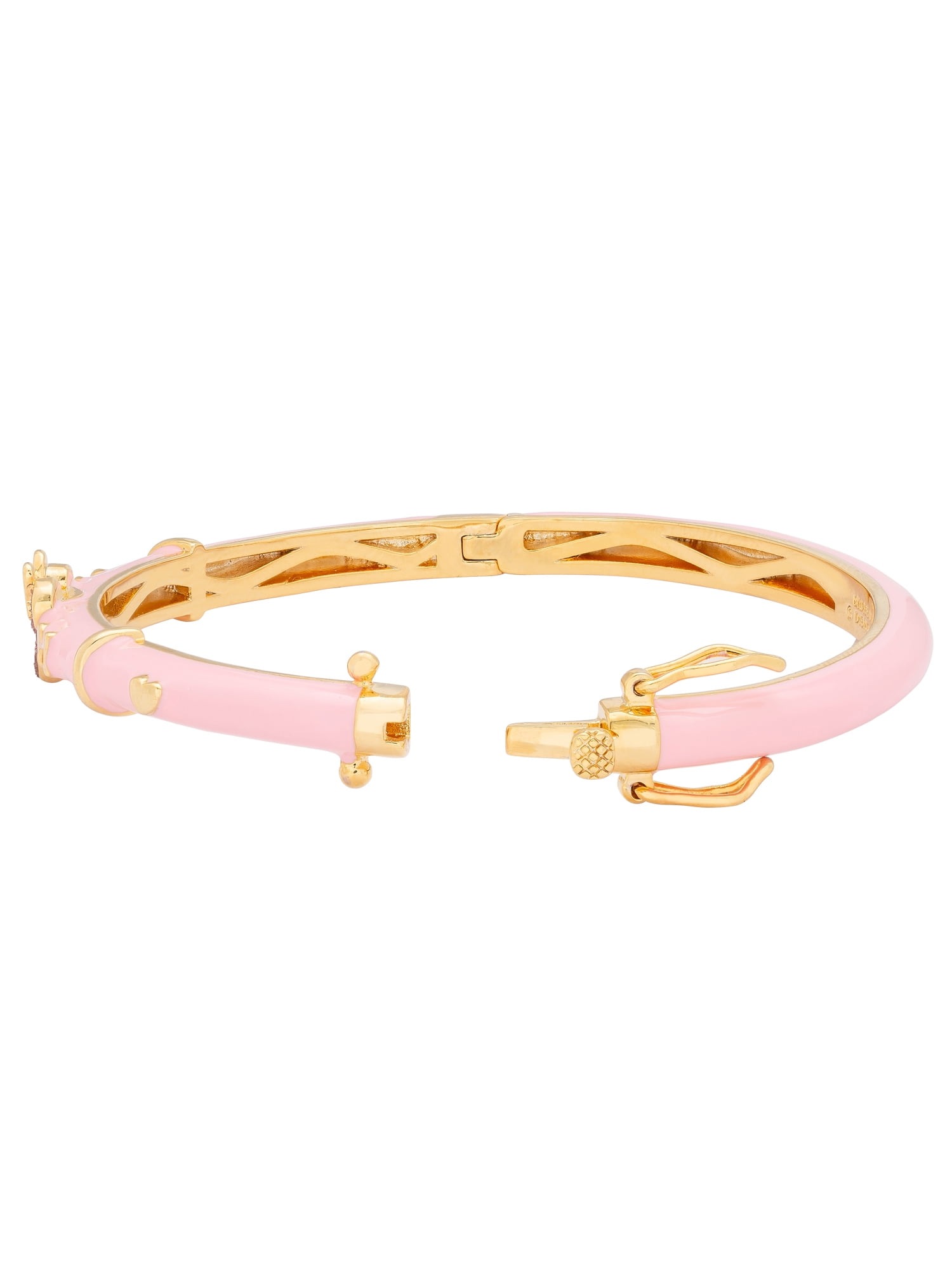 Pink and Red Enamel Heart Bangle Bracelet in 18kt Gold Over Sterling |  Ross-Simons