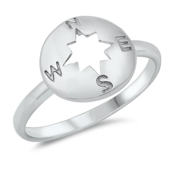 Northern Star Compass Ring .925 Sterling Silver Band Jewelry Female Male Unisex Size 10