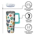 thumbnail image 3 of Holiday Christmas Bells 30oz Tumbler with Handle, Winter Snowflake Coffee Mug, Festive Santa Cup with Straw, Stainless Steel Gifts for Women, 3 of 5