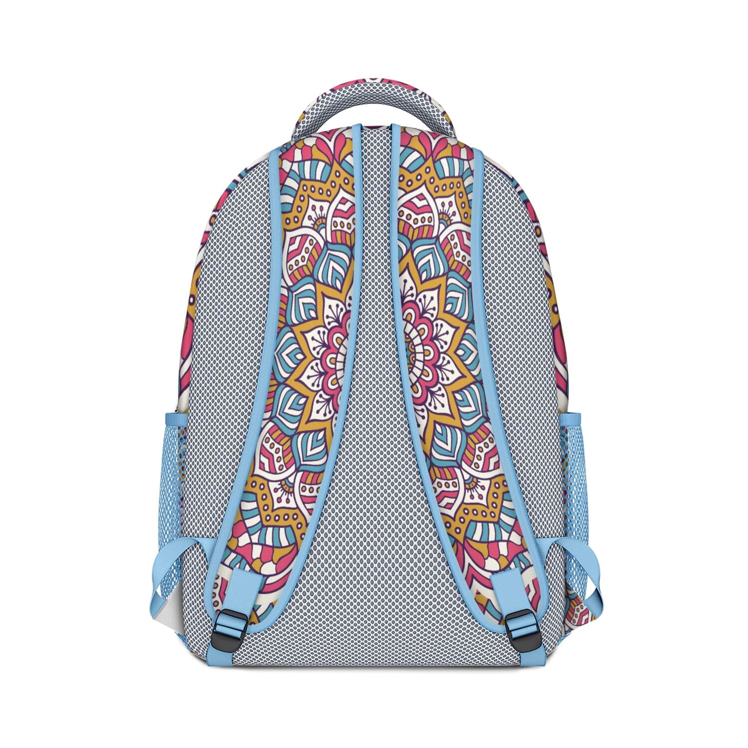 Abstract Ornamental Mandala Backpack - Stylish Boho Bookbag with Padded Straps for Teens