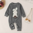 thumbnail image 7 of Baby Girl Onesies Kids Jumpsuit Easter Clothing Embroidered Bunny Crawlies Suit Baby Girl Romper Grey 0 Months-3 Months, 7 of 7