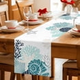 thumbnail image 5 of Coastal Coral Table Runner 70 Inches, Ocean Starfish Beach Conch Turquoise Marine Life Bed Runner Dresser Scarves Tabletop for Indoor Outdoor Parties/Ceremony/Banquet, 13" x 70", 5 of 9