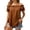 Brown, variant on Polka Dot Off Shoulder Top for Women, Ruffle Short Sleeve Blouse with Spaghetti Straps - Loose Fit Summer Tunic Shirt Yellow M