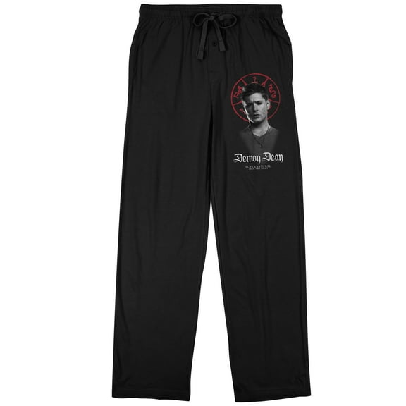 Supernatural TV Series Demon Dean Red Summoning Circle Men's Black Sleep Pajama Pants-Medium