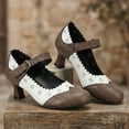 thumbnail image 3 of SACFOF Women's Comfortable Mary Jane Pumps Vintage Cutout Closed Toe Kitten Heels for Dressy Office Work, 3 of 6