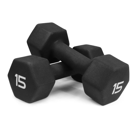 Black Neoprene Dumbbells, Non-Slip & Hex Shape, Great for Strength Building & Weight Loss, Perfect for Home Use and Small Personal Training Studio,15 Lb Pair