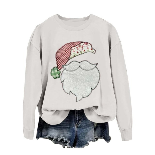 Daznico Décorations de Noël, Chandail en Molleton à Manches Longues Col Rond pour Femmes, Haut de Mode Confortable, Tenue Athlétique Décontractée, Vêtements Festifs de Vacances