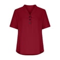 thumbnail image 4 of Summer Savings Cagogo Short Sleeve Plus Size Shirts for Womens Summer Tops Clearance Under $5 Loose Fitting Solid Color Basic Tunic Tops V Neck Button Down Trendy Spring Shirt Mother Day Gifts, 4 of 6