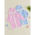 thumbnail image 3 of BemeyourBBs Kids Toddler Baby Girl Boy Terry Swim Cover Up Summer Beach Swimsuit Coverups Wearable Beach Towels For Kids Zip Up Short Sleeve Striped Hooded Bathing Suit Cover Up One Piece Swimsuits, 3 of 9