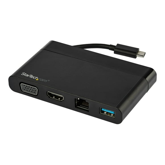 StarTech.com USB C Multiport Adapter with HDMI, VGA, Gigabit Ethernet & USB 3.0, USB C to 4K HDMI or 1080p VGA Display Mini Dock Hub, USB Type-C Travel Docking Station for USB-C Laptops - Portable USB-C Dock (DKT30CHVCM) - Docking station - USB-C - VGA, HDMI - 1GbE