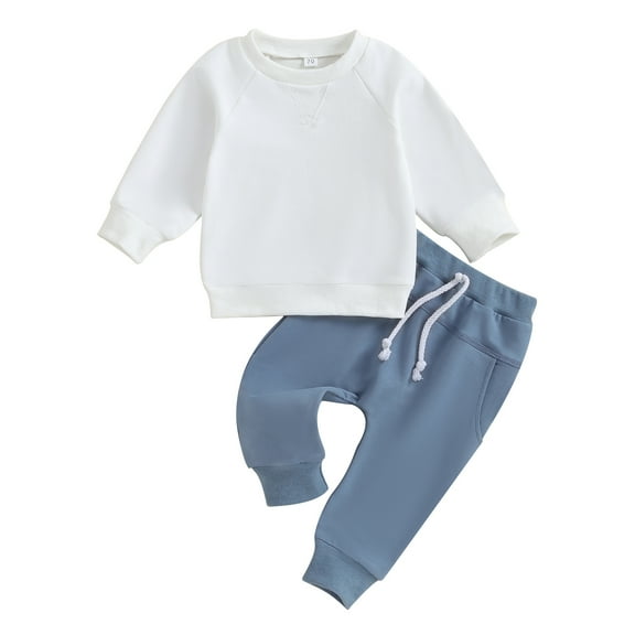Newborn Baby Boy 2PCS Clothes Set 6M 12M 18M 24M 3Y Solid Color Sweatshirt Pants Toddler Clothes Outfit Baby Costume
