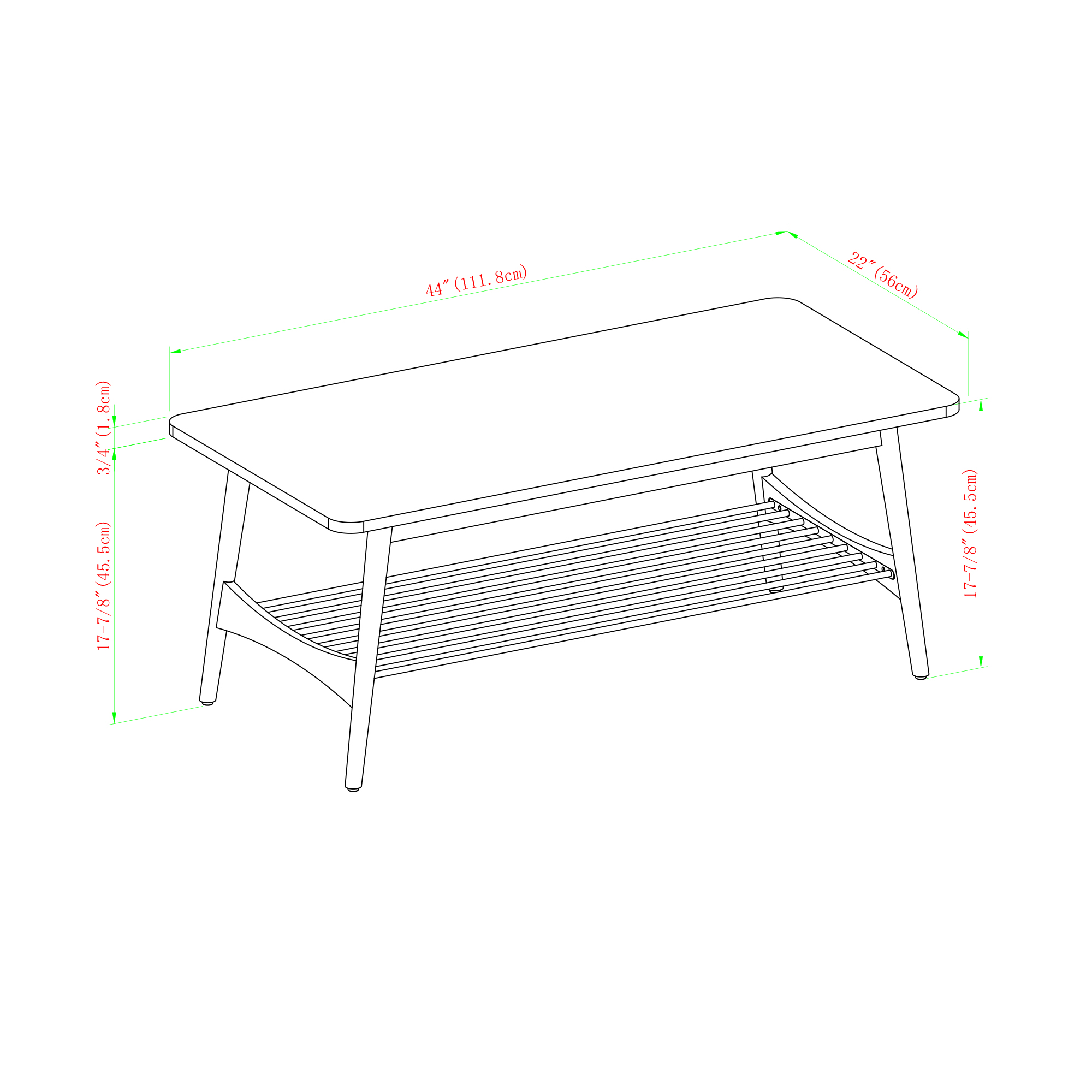 Manor Park Mid Century Coffee Table, Faux White Marble/Dark Brown Oak