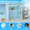 thumbnail image 7 of Garvee 56-60" W x 75" H Sliding Shower Door, Frameless Glass Shower Door with 5/16" (8mm) Clear Tempered Glass, Explosion-Proof Film, Pull Handle, Stainless Steel Hardware, Matte Black, 7 of 7