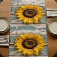 thumbnail image 5 of Summer Sunflower 90 Inch Table Runner, Vintage Wooden Botanical Floral Farmhouse Dresser Scarf Cotton & Linen Tablerunner for Dining/Kitchen Island/Holiday Party Décor 13" x 90", 5 of 9