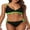 Black/Green, variant on Attraco Women V Neck Bikini Set High Cut Bathing Suits 2 Piece Tie Back Swimsuits