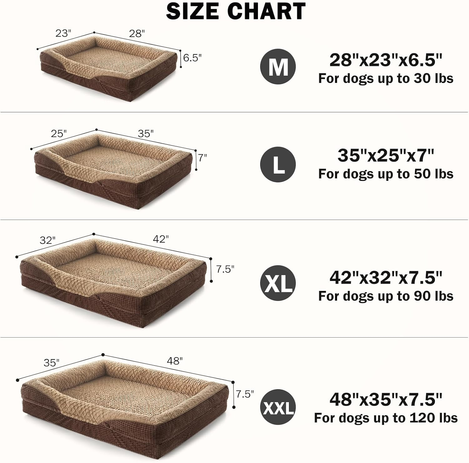 Orthopedic Dog Beds Large Sized, XL Washable Egg-Crate Memory Foam Dog Couch Bed with Washable Removable Cover, Waterproof Lining and Nonskid Bottom